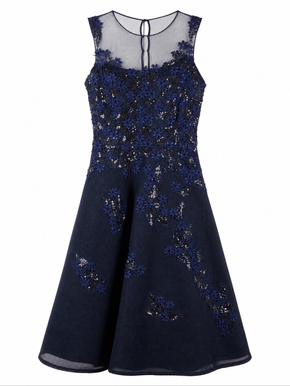 Rickie Freeman For Teri Jon Floral Embroidered Sequin Mesh Dress Gown